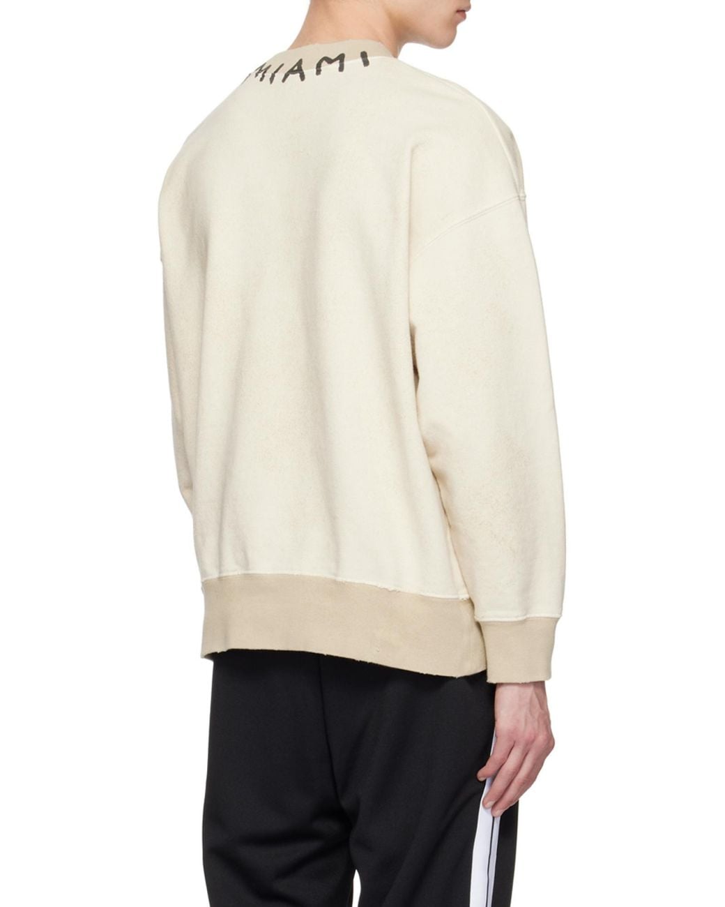 Palm Angels Gray Logo Printed Crewneck Sweatshirt for men