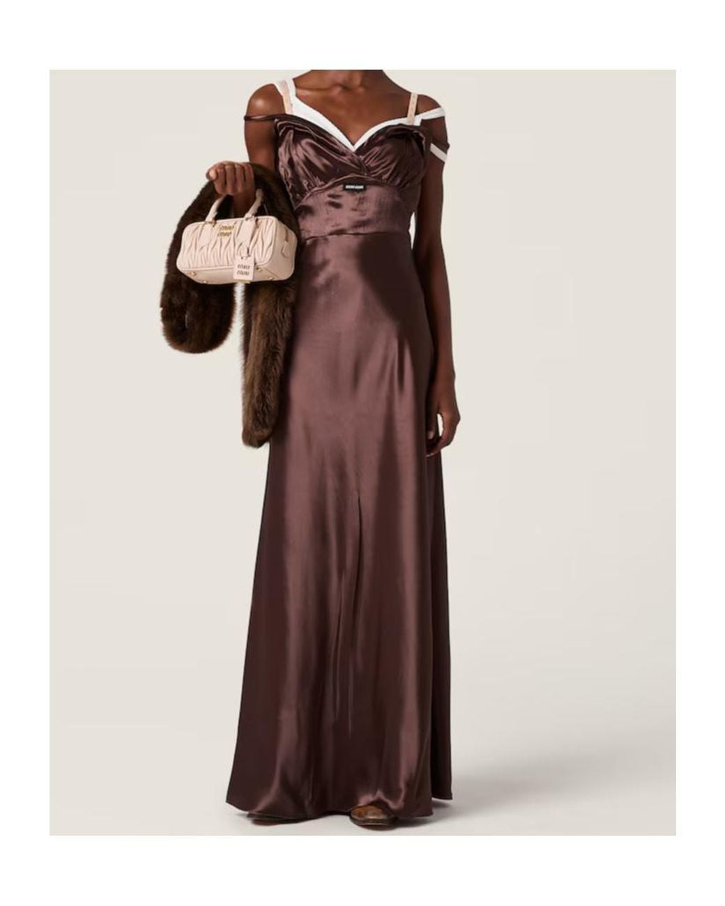 Miu Miu Brown Long Satin Dress