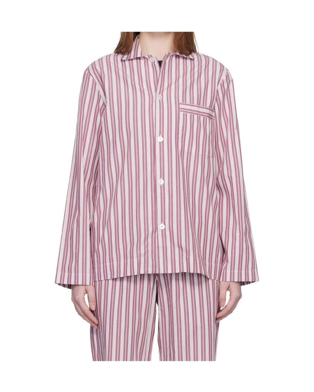 Tekla Pink Striped Pyjamas Shirt for men