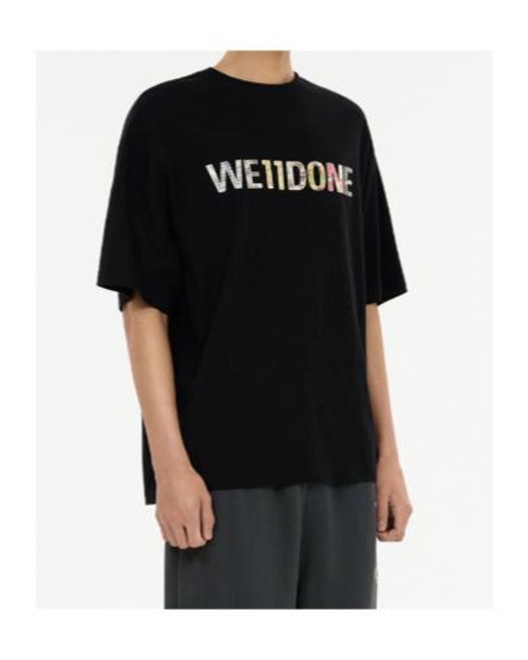 we11done Black Patchwork T-Shirt for men