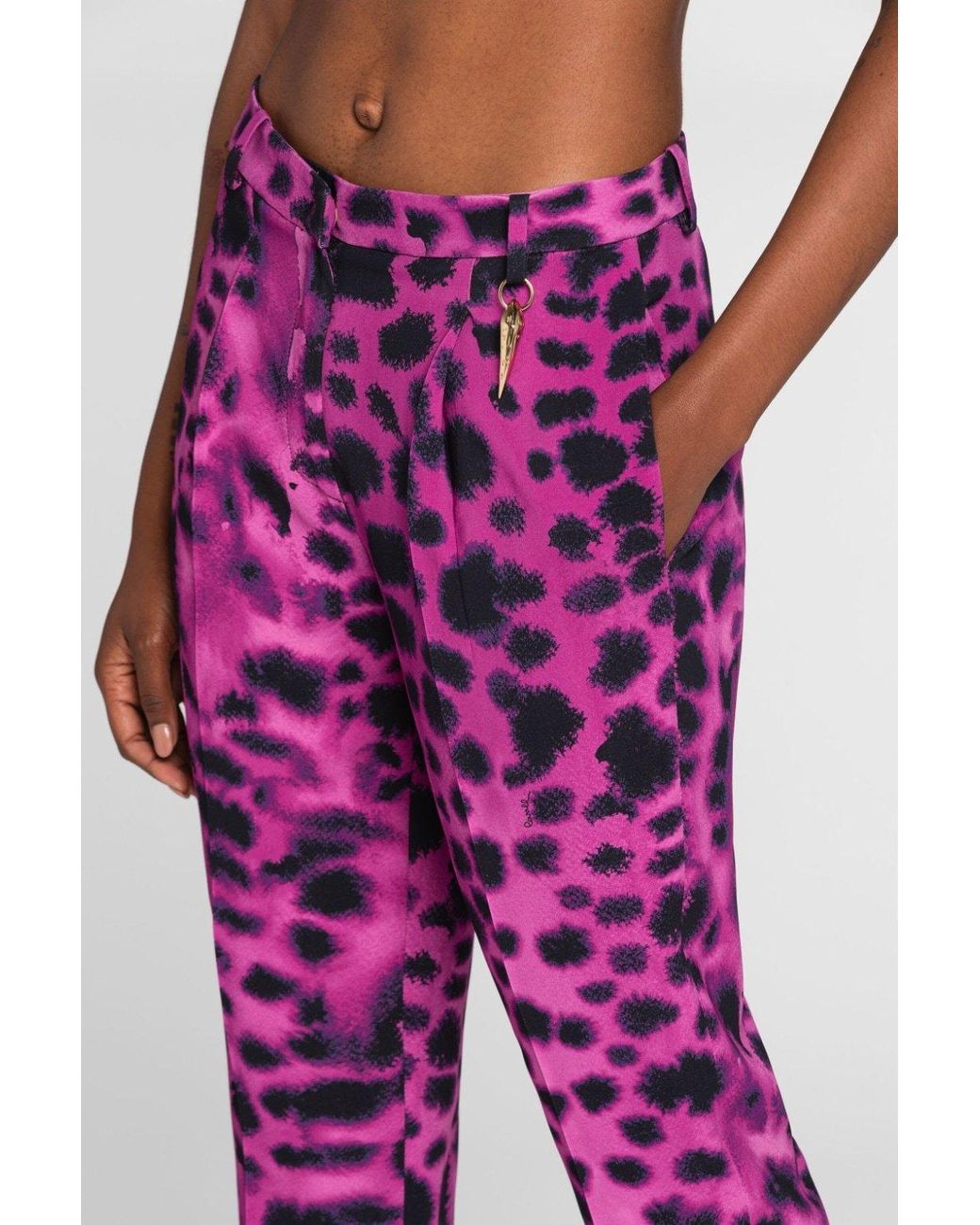 Roberto Cavalli Purple Pattern Printed Straight Pants