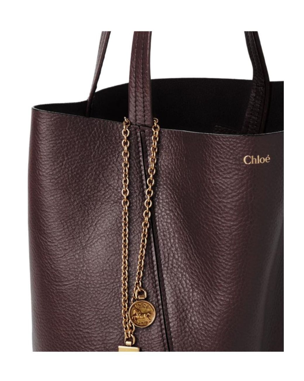 Chloé Purple Chloé Spin Charm Detailed Tote Bag
