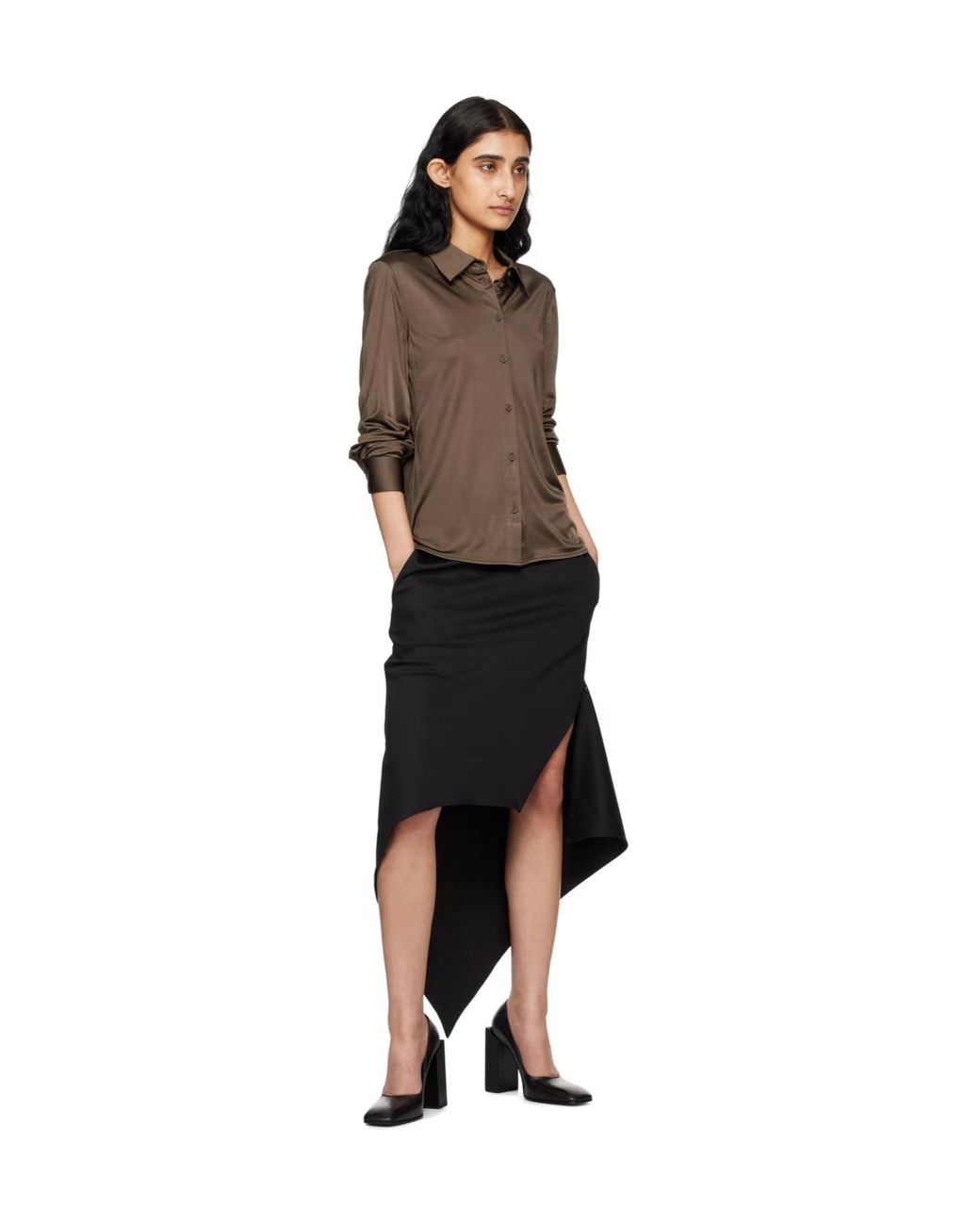 Helmut Lang Brown Button-Up Shirt