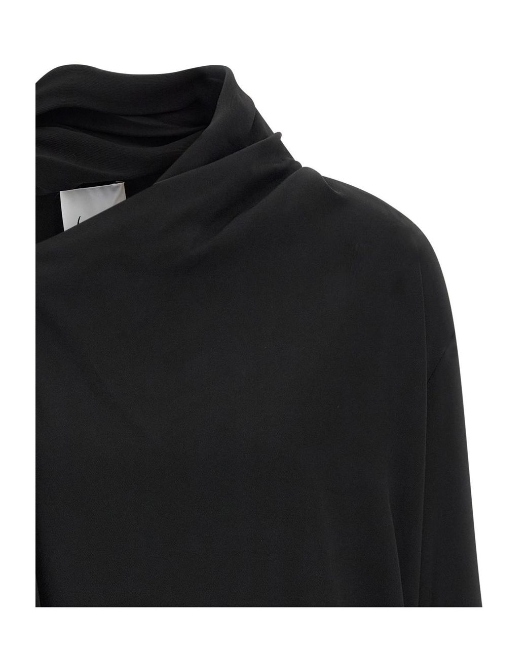 Nude Black Draped-Panel Asymmetrical Blouse
