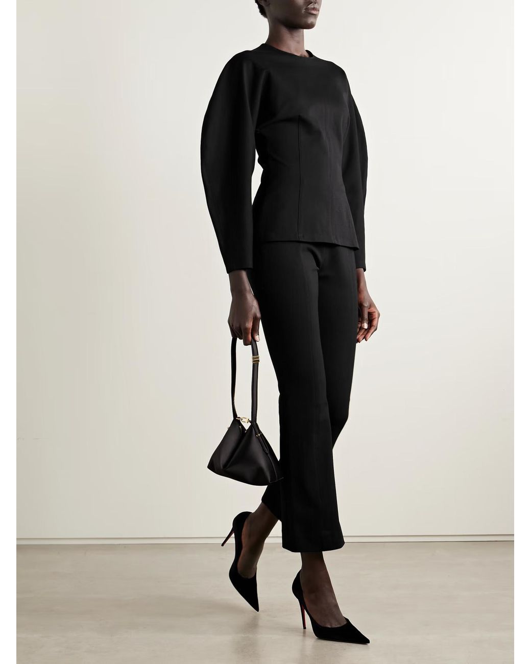 Carolina Herrera Black Ponte Flared Casual Pants