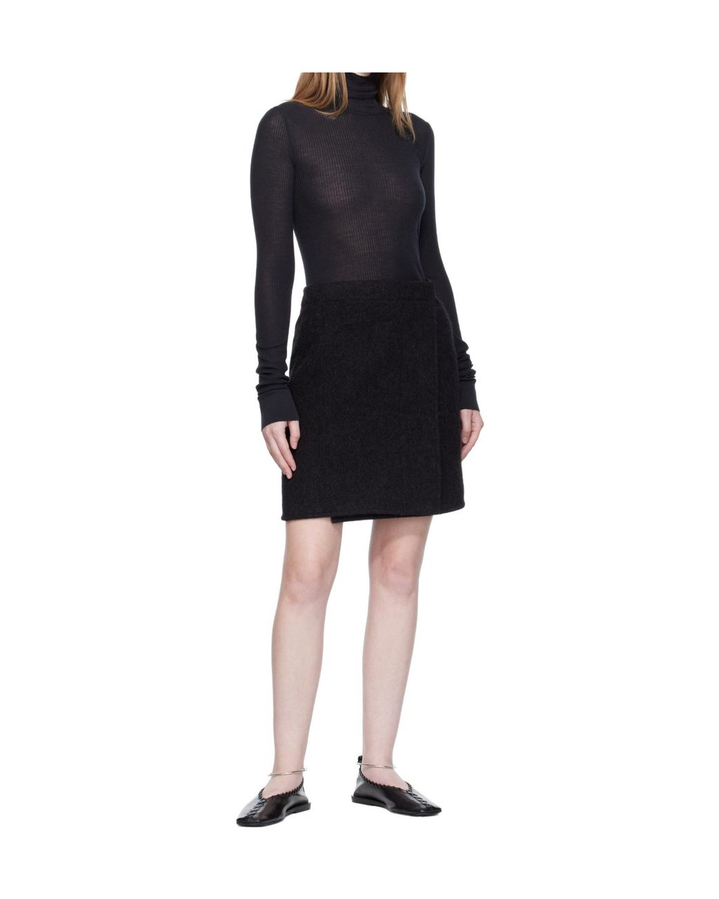 Lemaire Black Wrapover Miniskirt