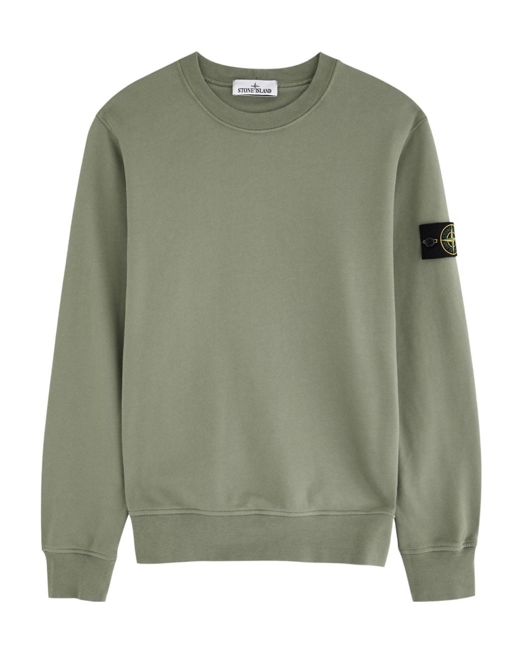 Stone Island Green Round-Neck Long-Sleeve Sweatshirt for men