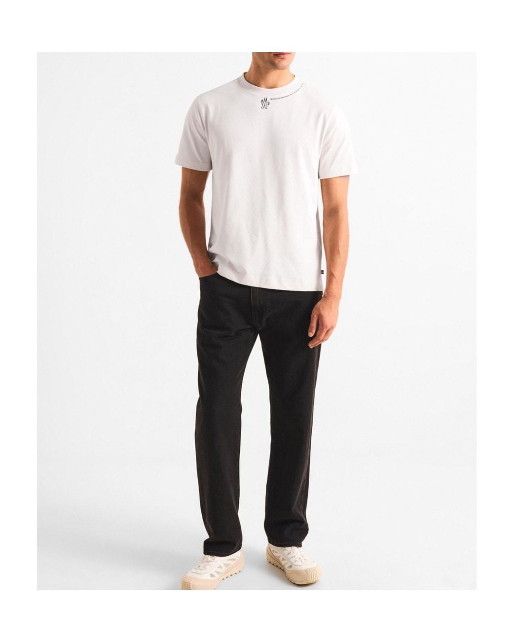 Moncler White Simple Round-Neck T-Shirt for men