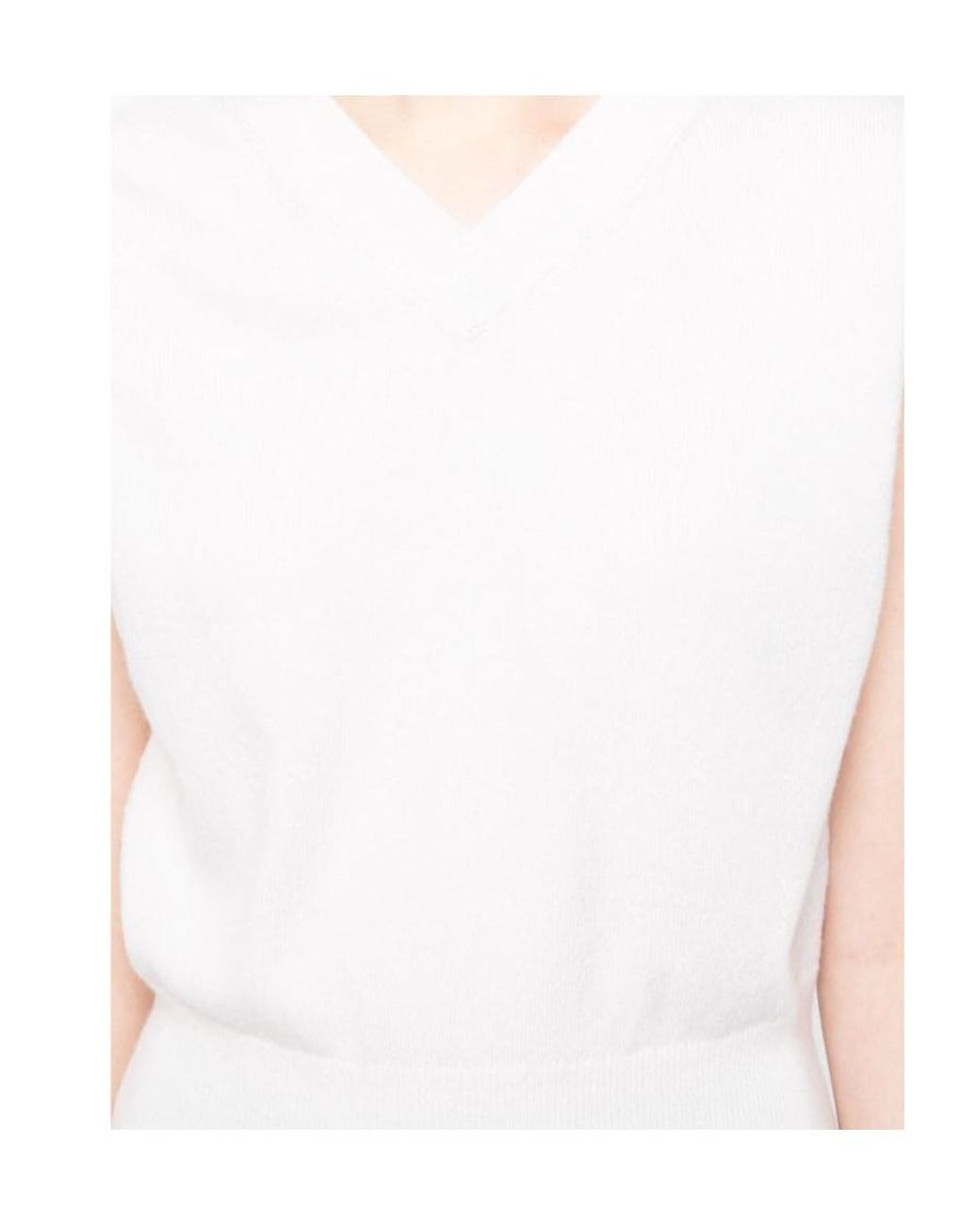 Vince White V-Neck Sleeveless Top