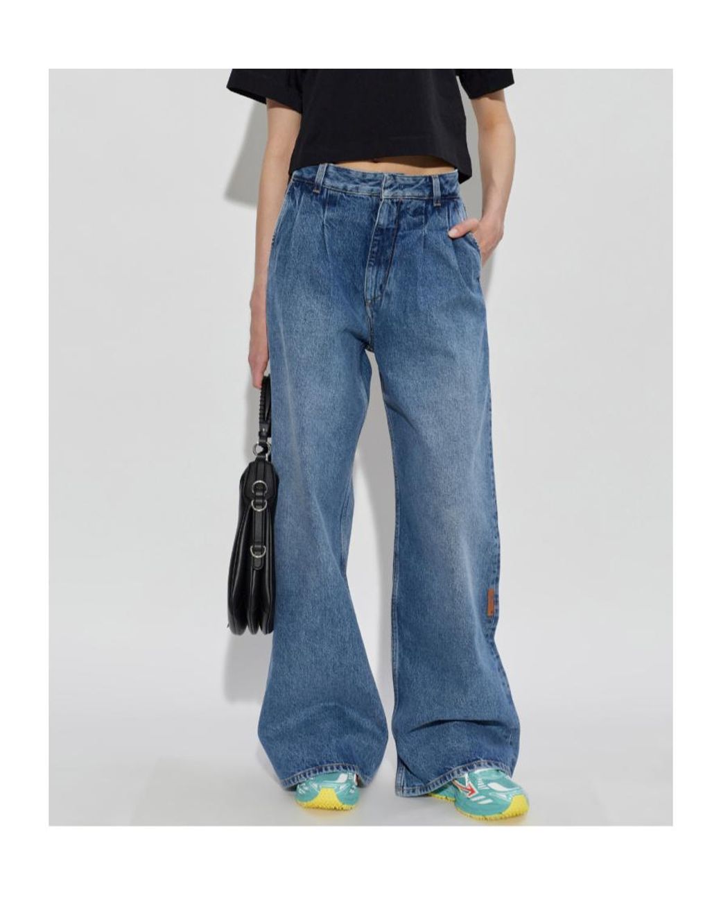 Off-White c/o Virgil Abloh Blue Pleated Wide-Leg Jeans