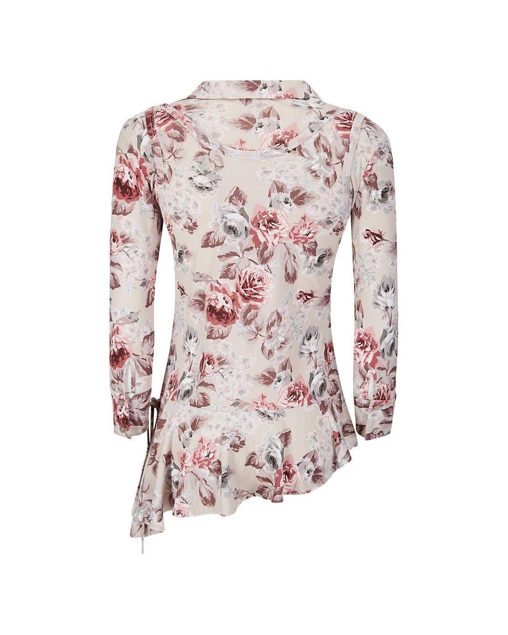 Acne Pink Floral Printed Asymmetric Blouse