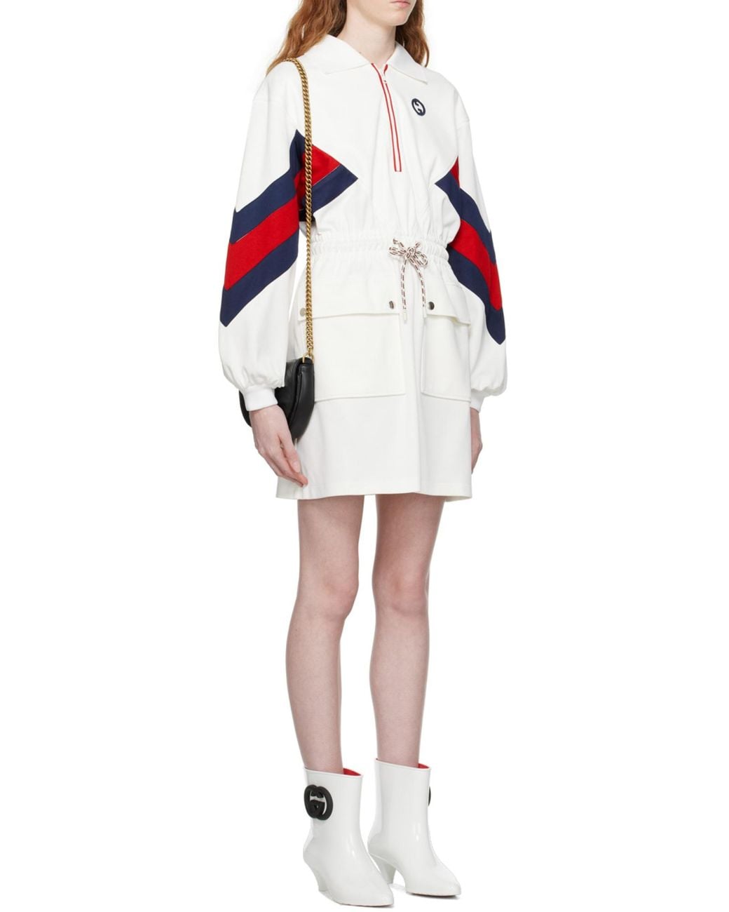 Gucci White Technical Jersey Polo Dress
