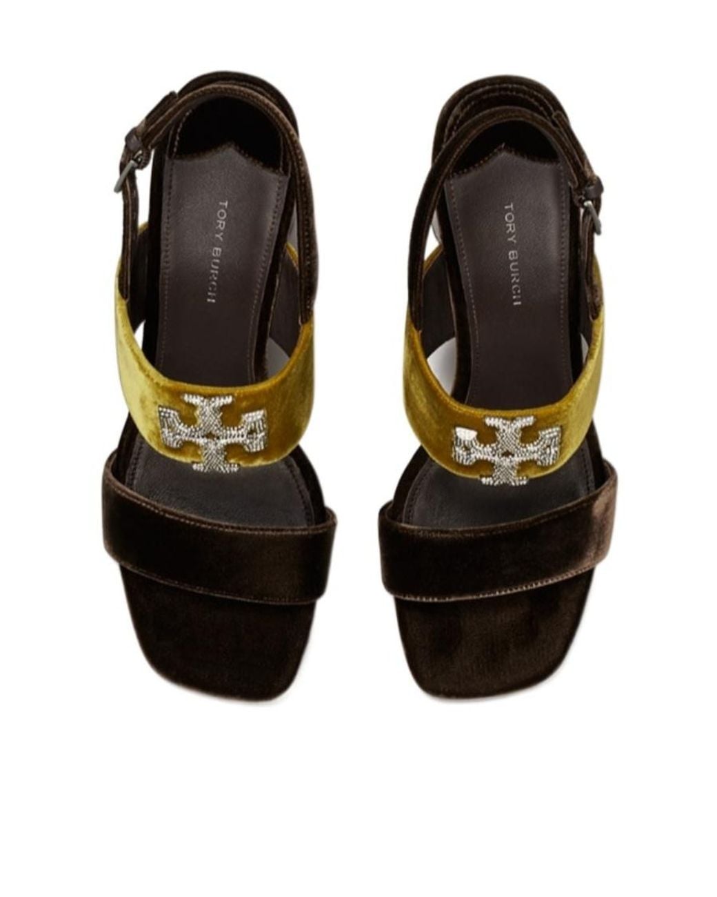 Tory Burch Brown Eleanor Heeled Velvet Sandals