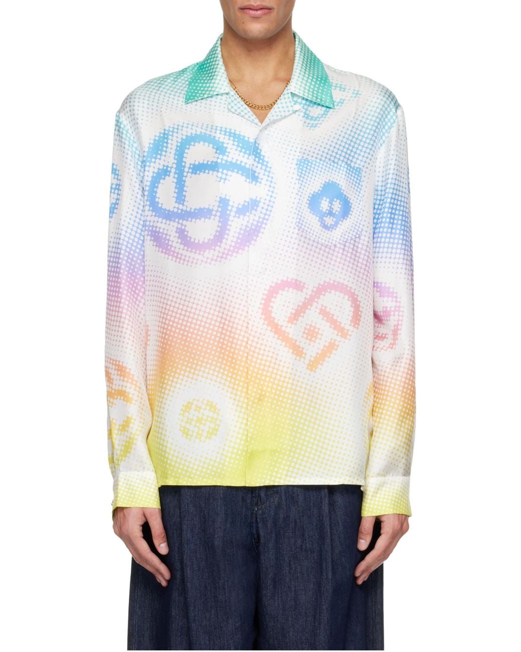 Casablanca Green Halftone Logo Long-Sleeved Shirt for men