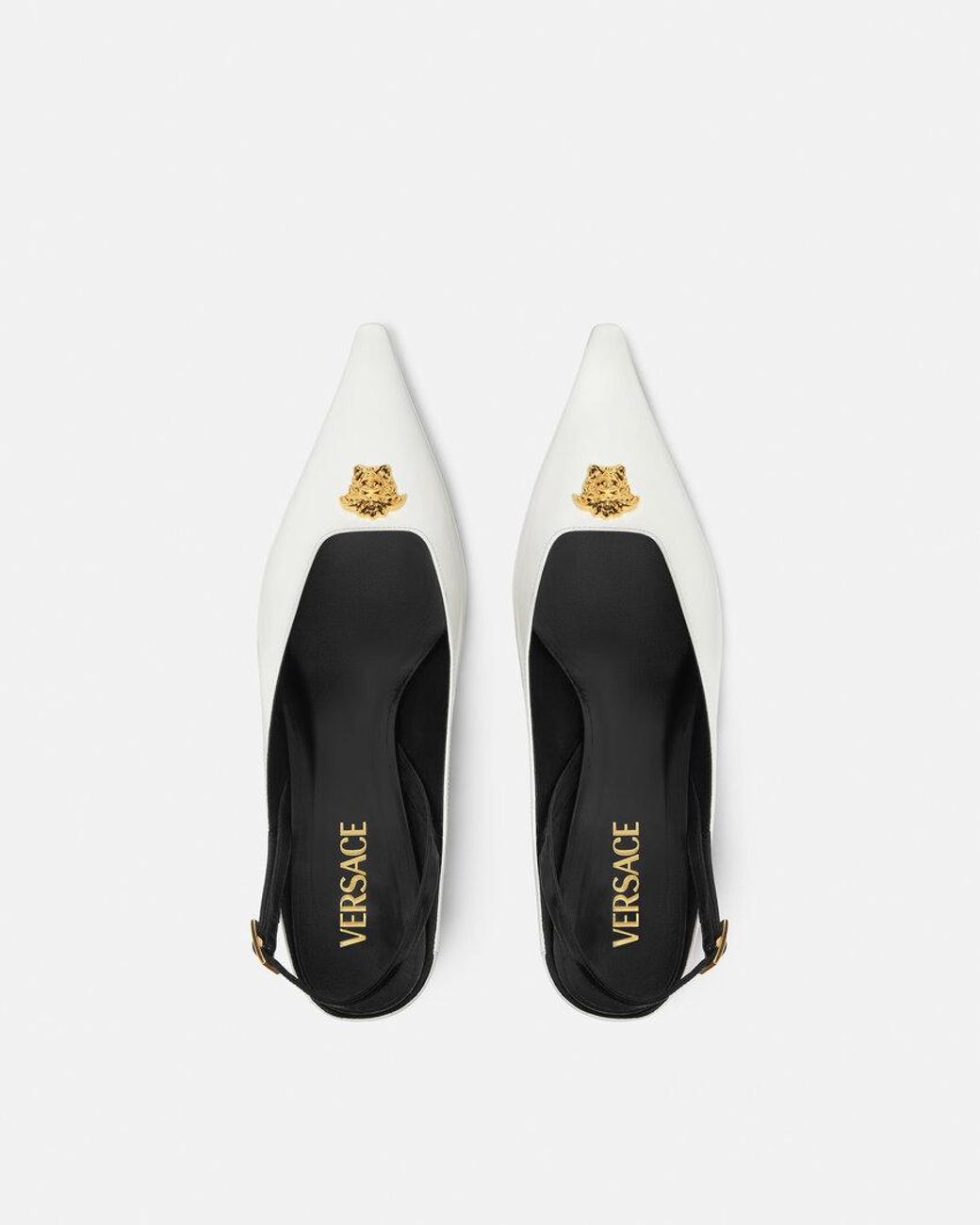 Versace White Pointed-Toe Slingback Pumps