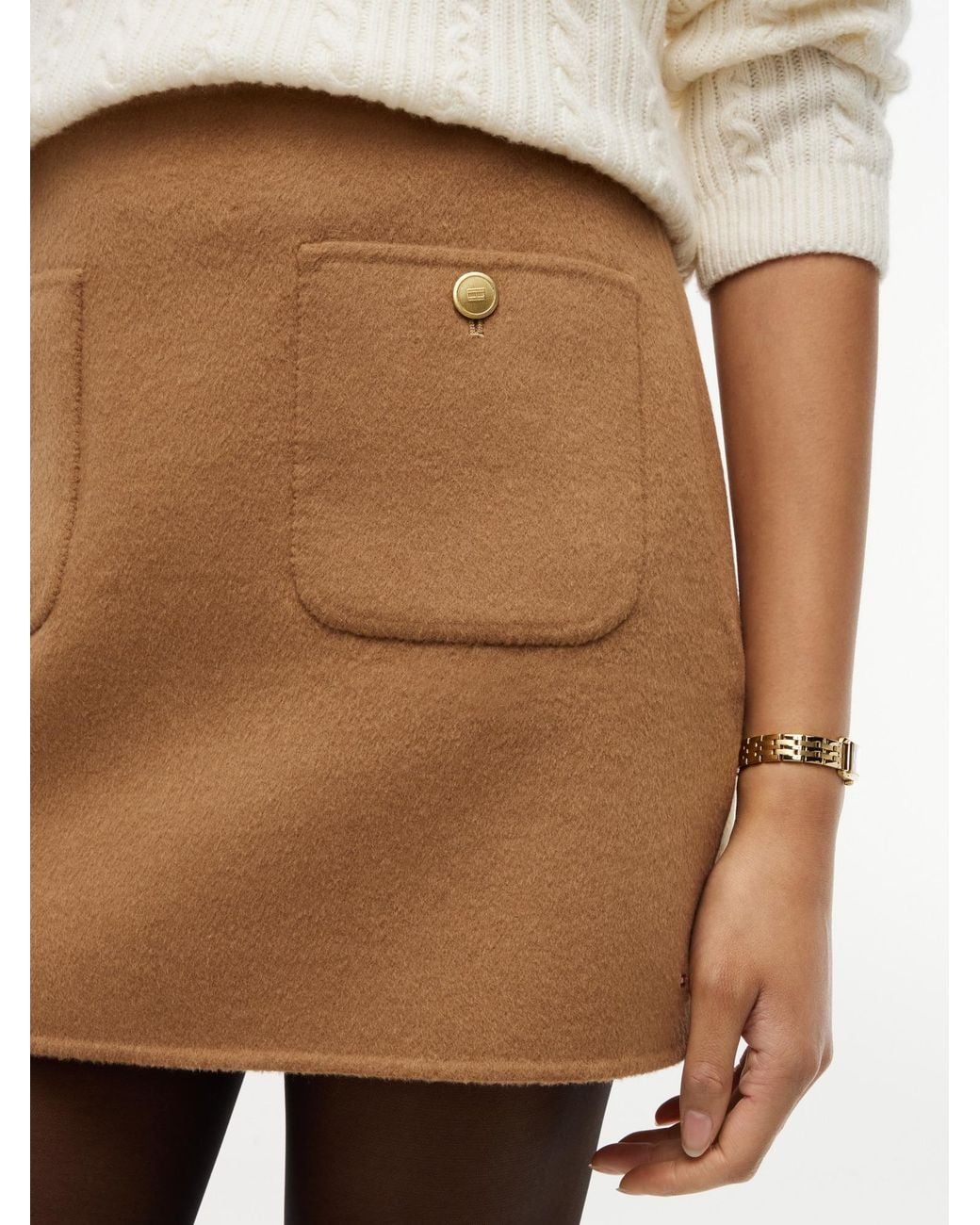 Tommy Hilfiger Brown Button-Embellished Mini Skirt