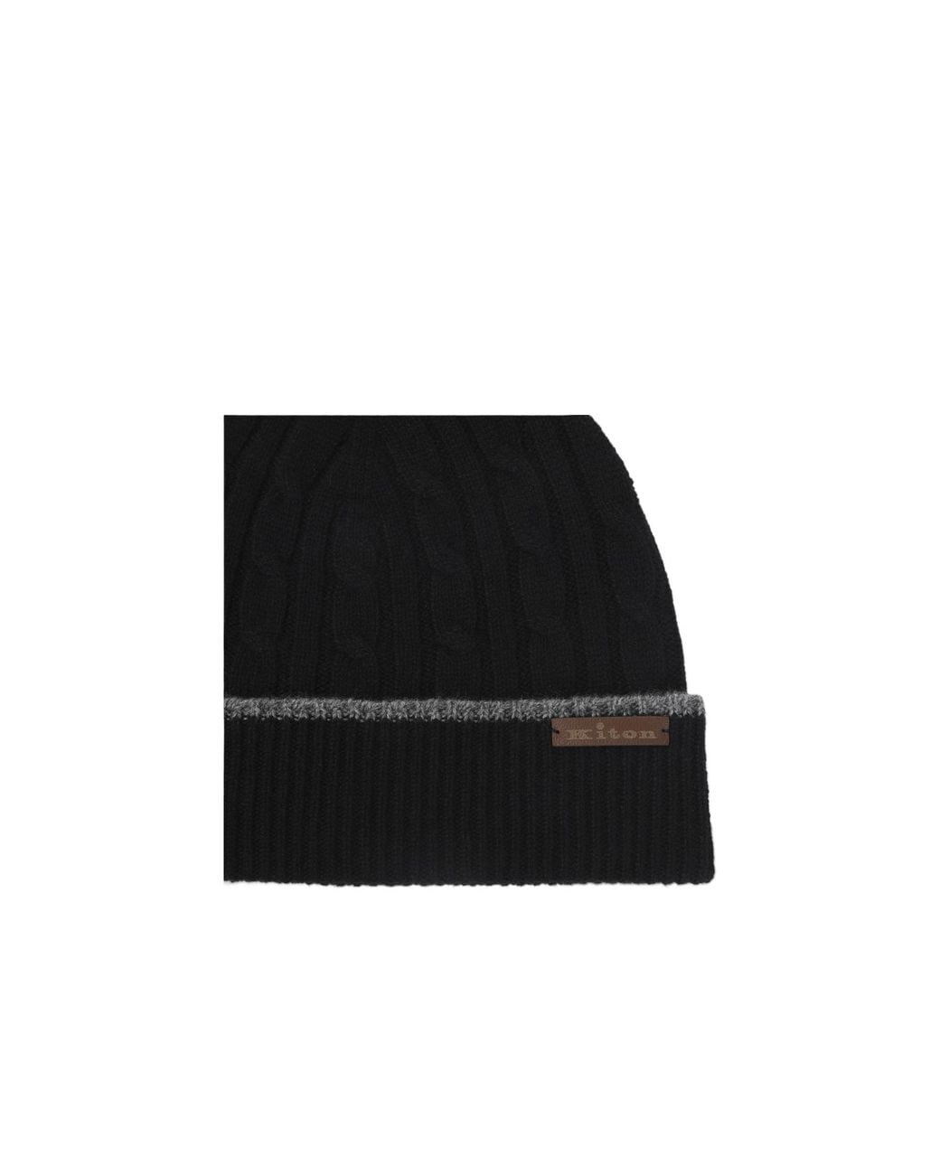 Kiton Black Knitted Brimless Hat for men