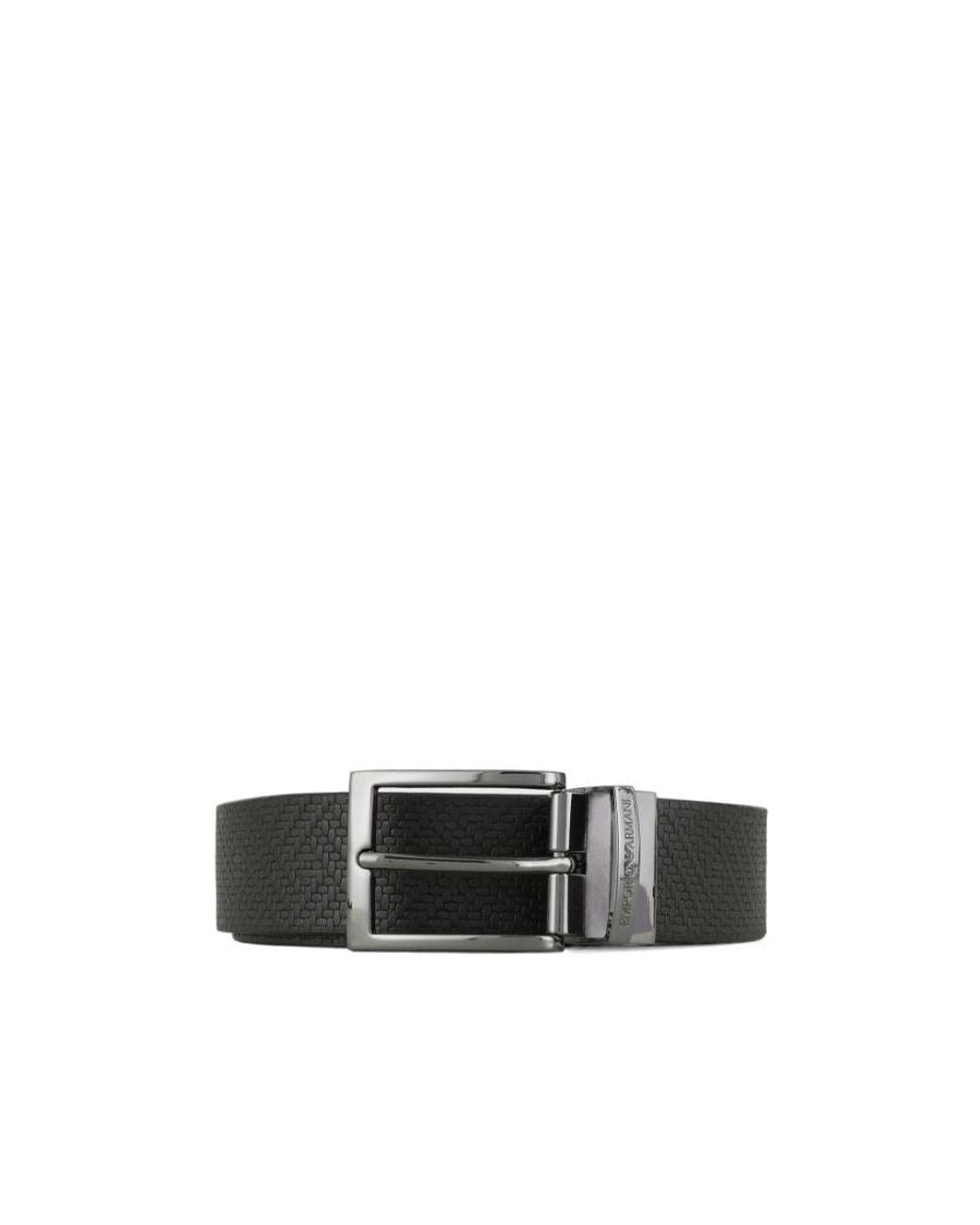 Emporio Armani White Reversible Leather Belt for men