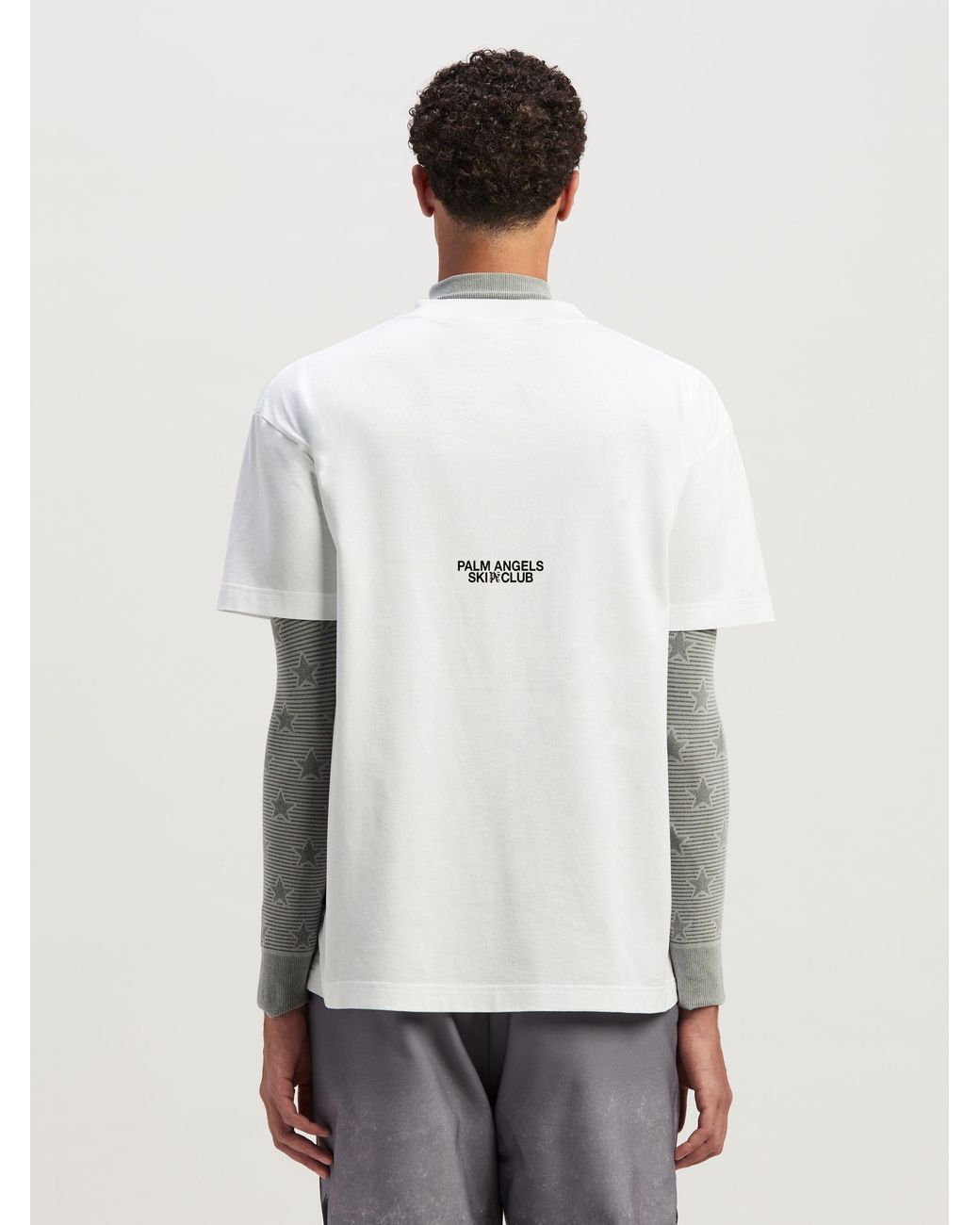 Palm Angels White Ski Club Graphic Printed T-Shirt for men