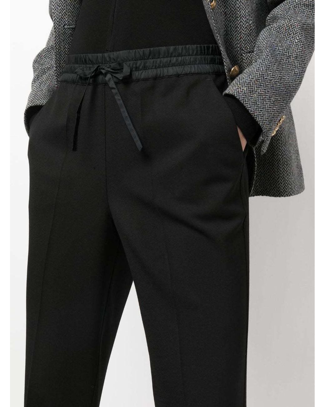 P.A.R.O.S.H. Black Mid-Rise Straight-Leg Trousers