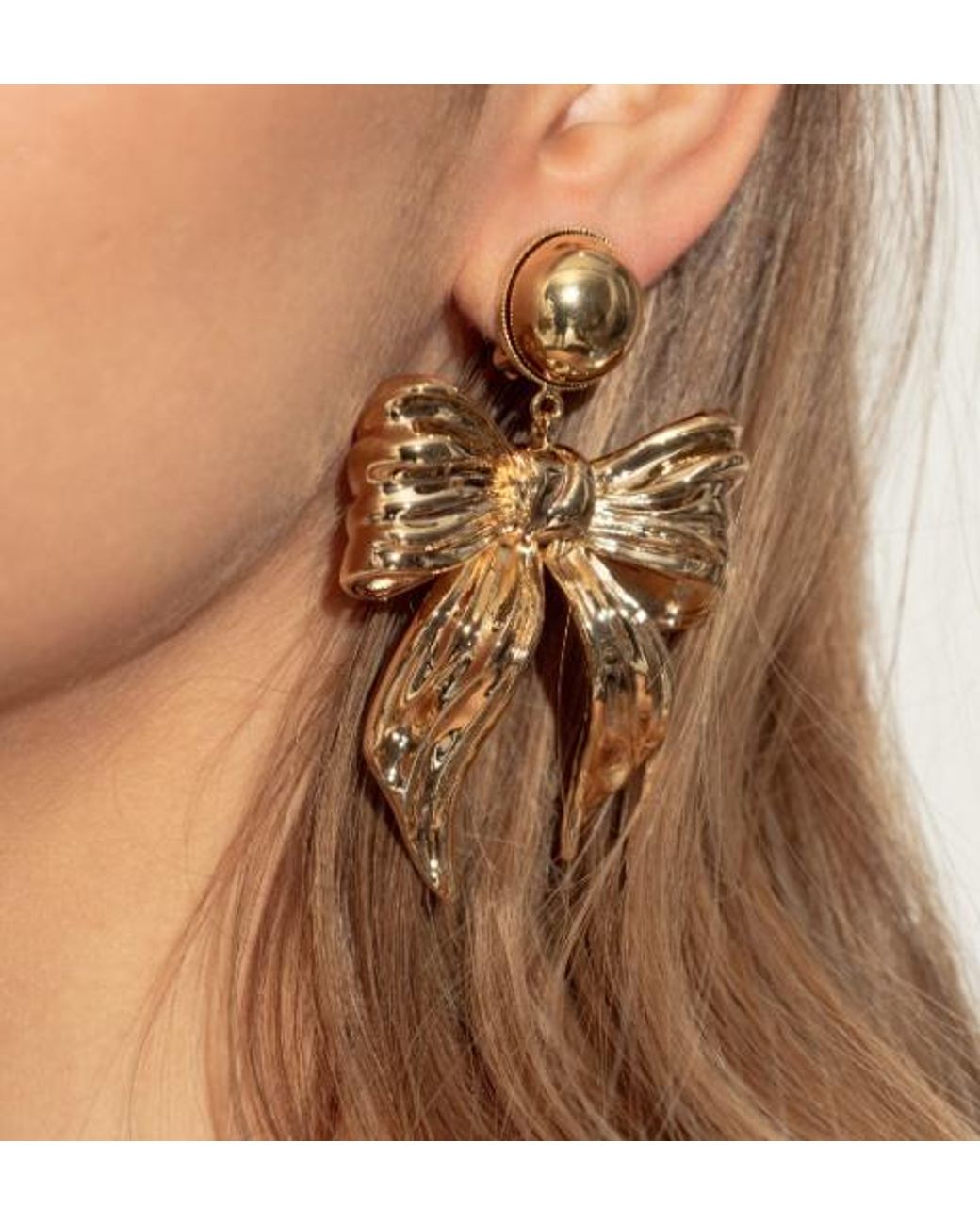 Dolce & Gabbana Metallic Bow Shaped Clip On Earrings