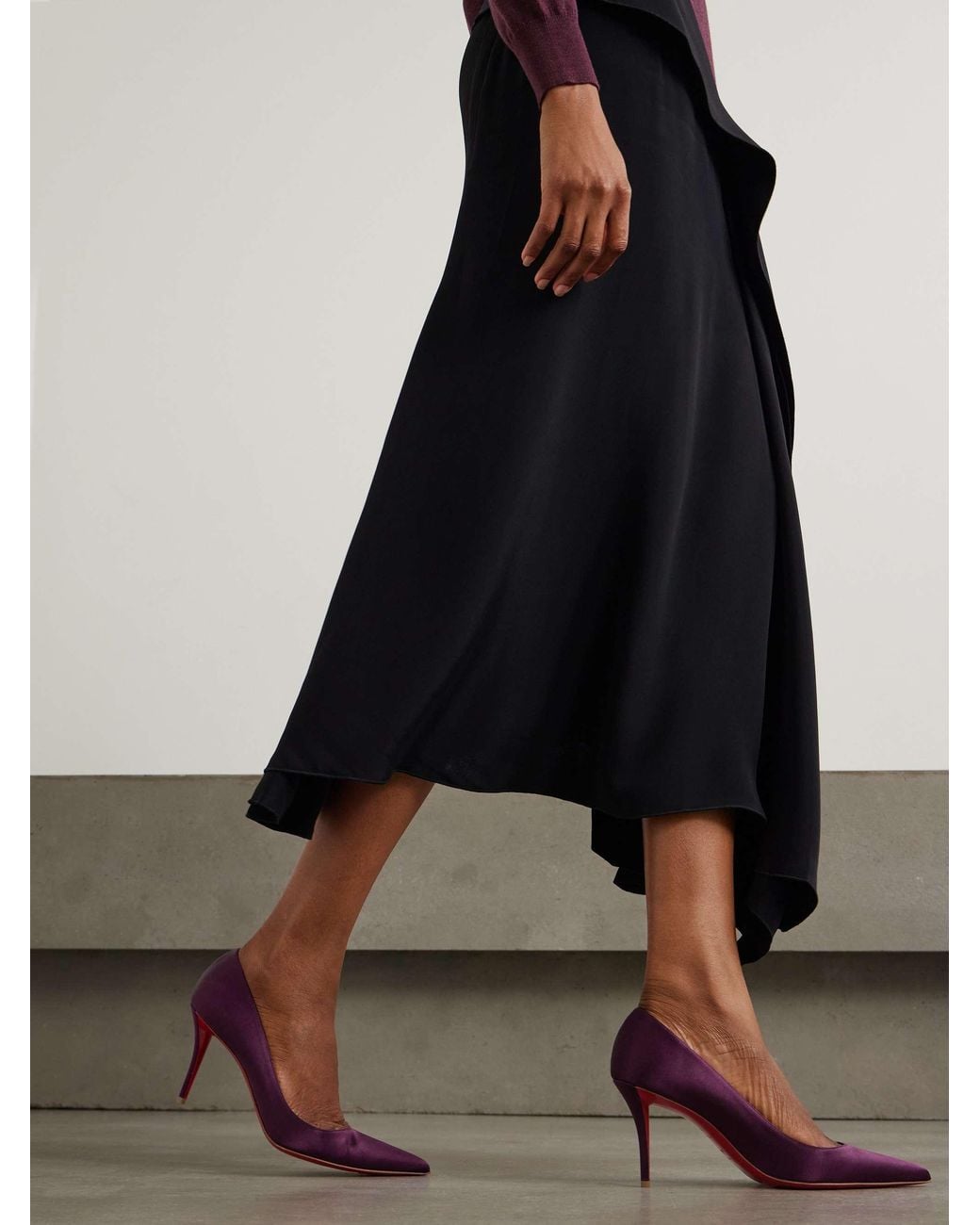 Christian Louboutin Purple Apostropha 80 Satin Pumps