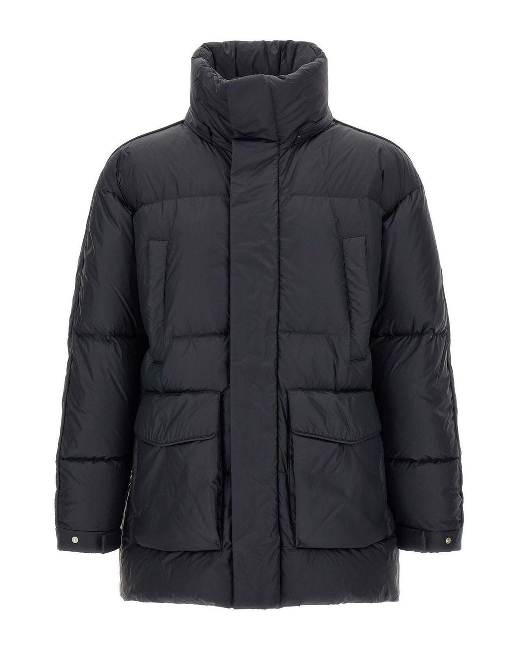 Herno Black Laminar Detachable Hood Quilted Down Jacket for men