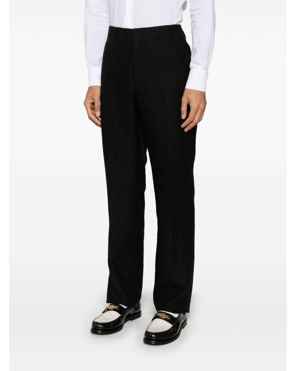Fendi Black Ff Jacquard Tailored Trousers for men