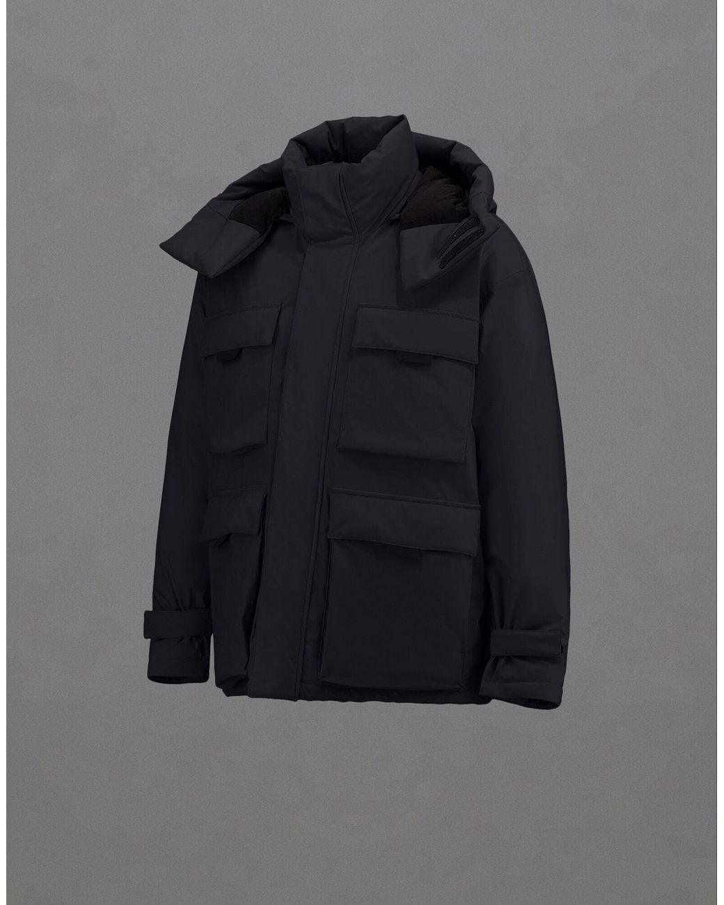 Herno Black Laminar Hooded Padded Down Jacket for men