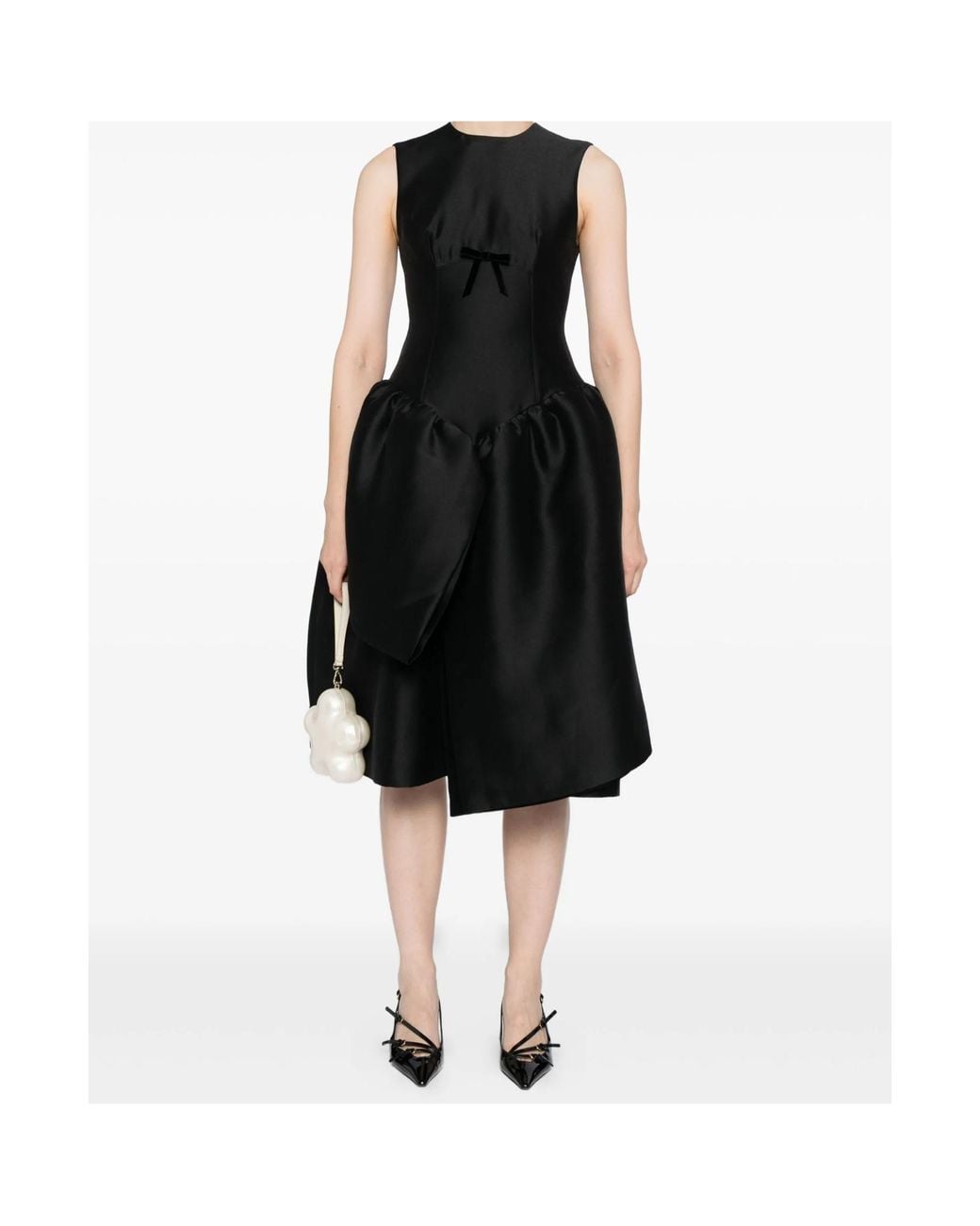 ShuShu/Tong Black Smocked-Panel Dress