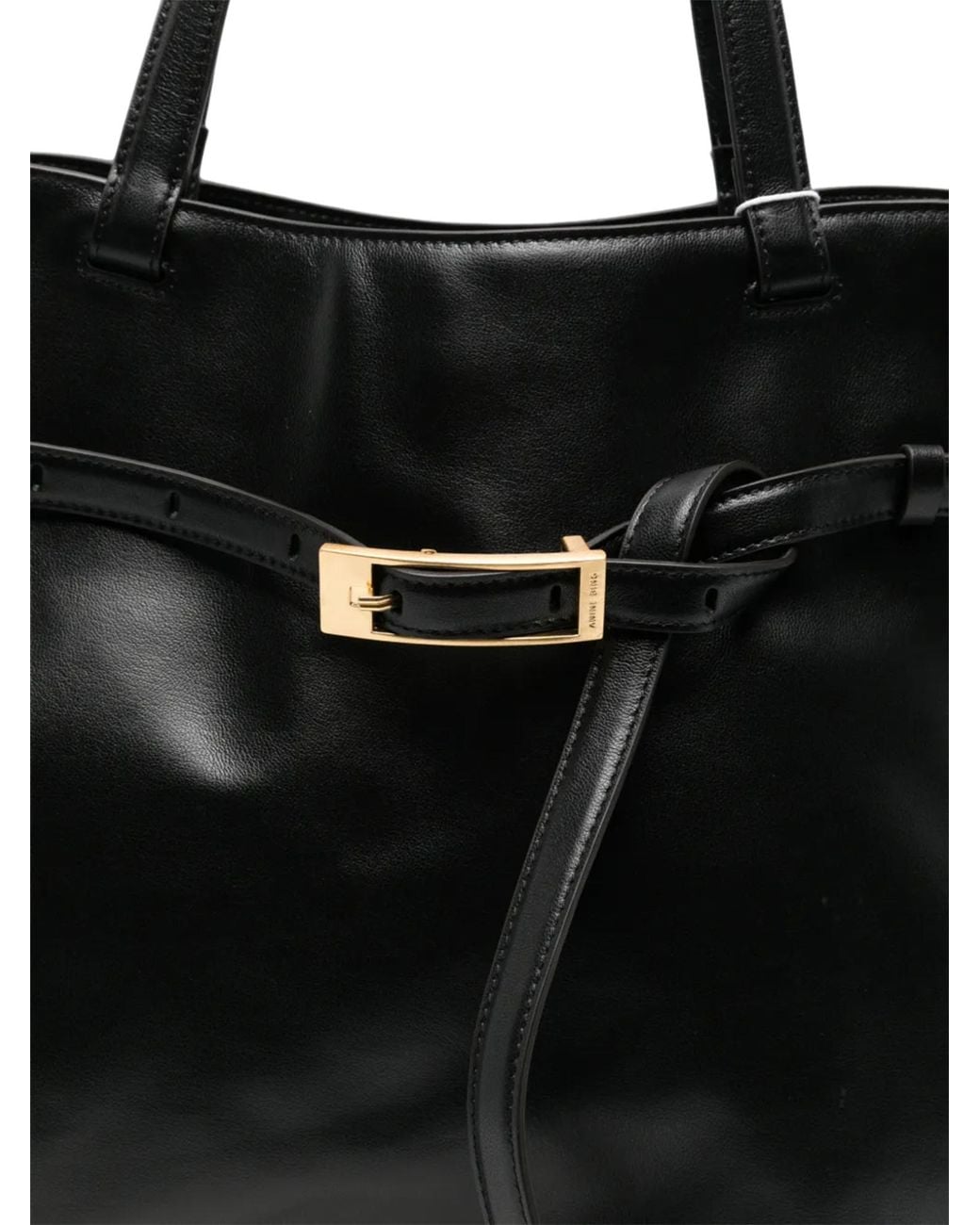 Anine Bing Black Small Elly Buckled Leather Tote Bag