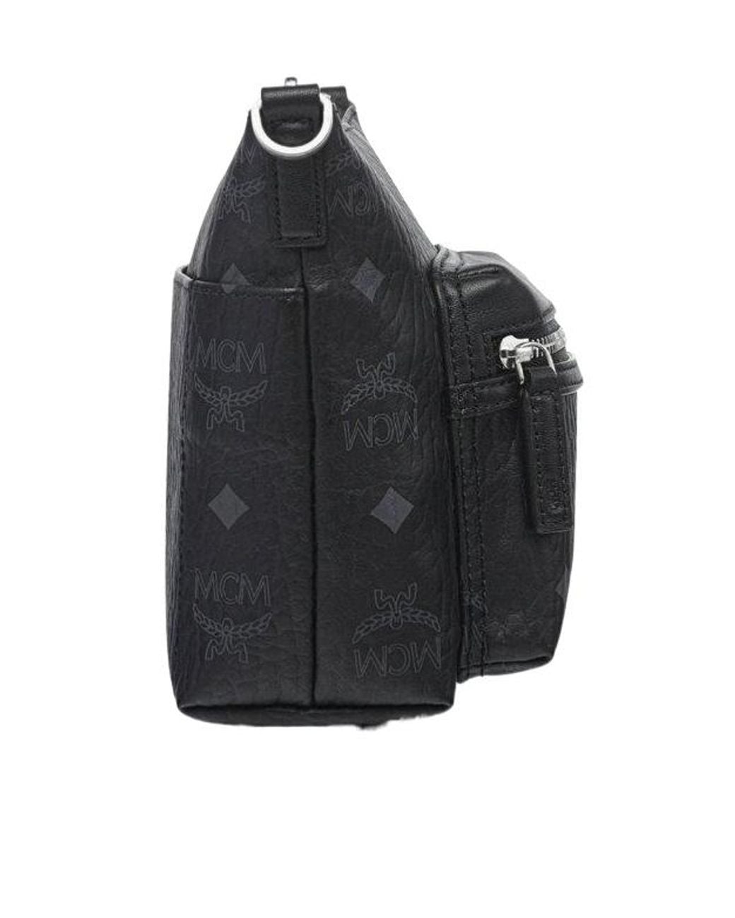 MCM Black Allover Logo Printed Shoulder Bag