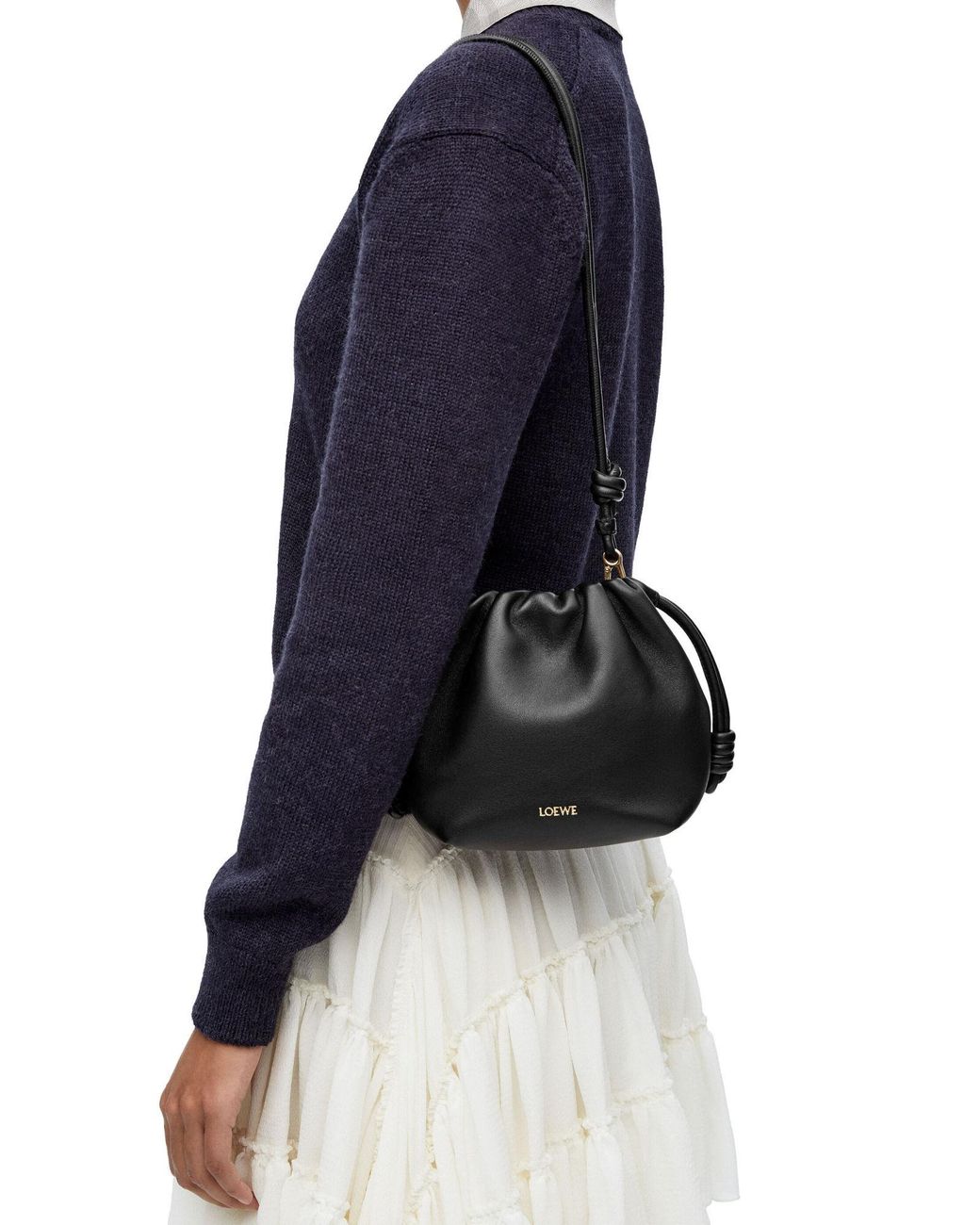 Loewe Black Flamenco Drawstring Mini Shoulder Bag