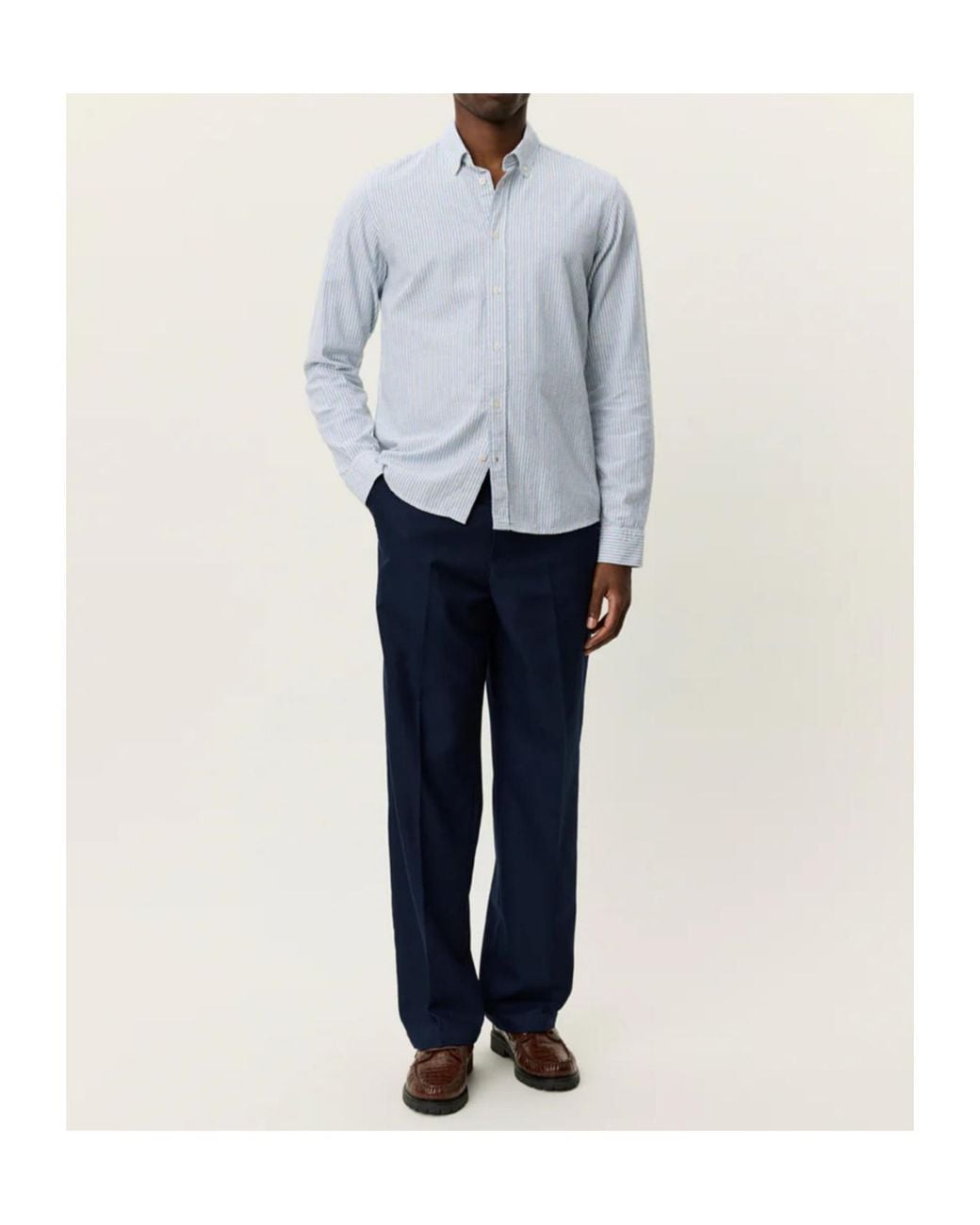 Les Deux White Striped Long-Sleeve Shirt for men