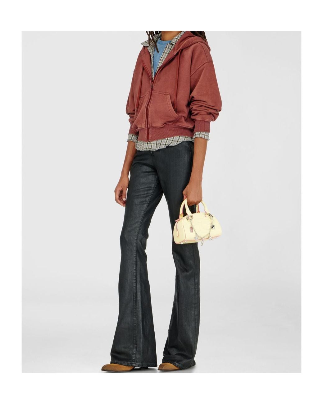 DIESEL Red F-Elycy Cropped Zip Hoodie