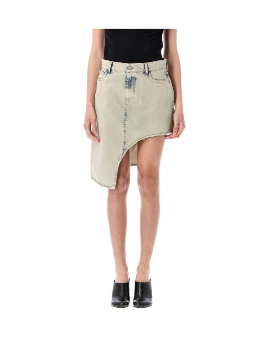 Coperni Multicolor Denim Asymmetric Skirt