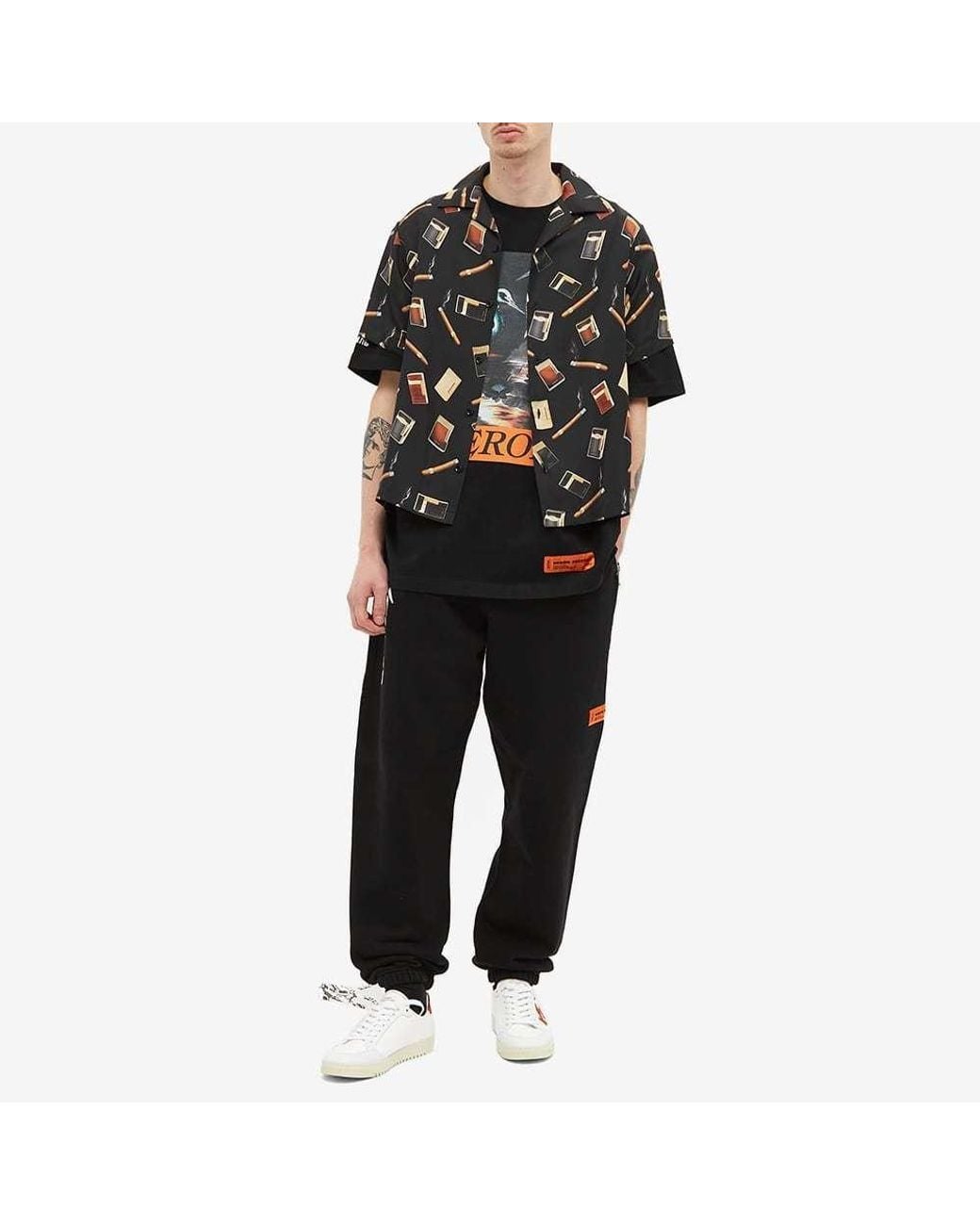 Heron Preston Black Graphic Print Cotton T-Shirt for men