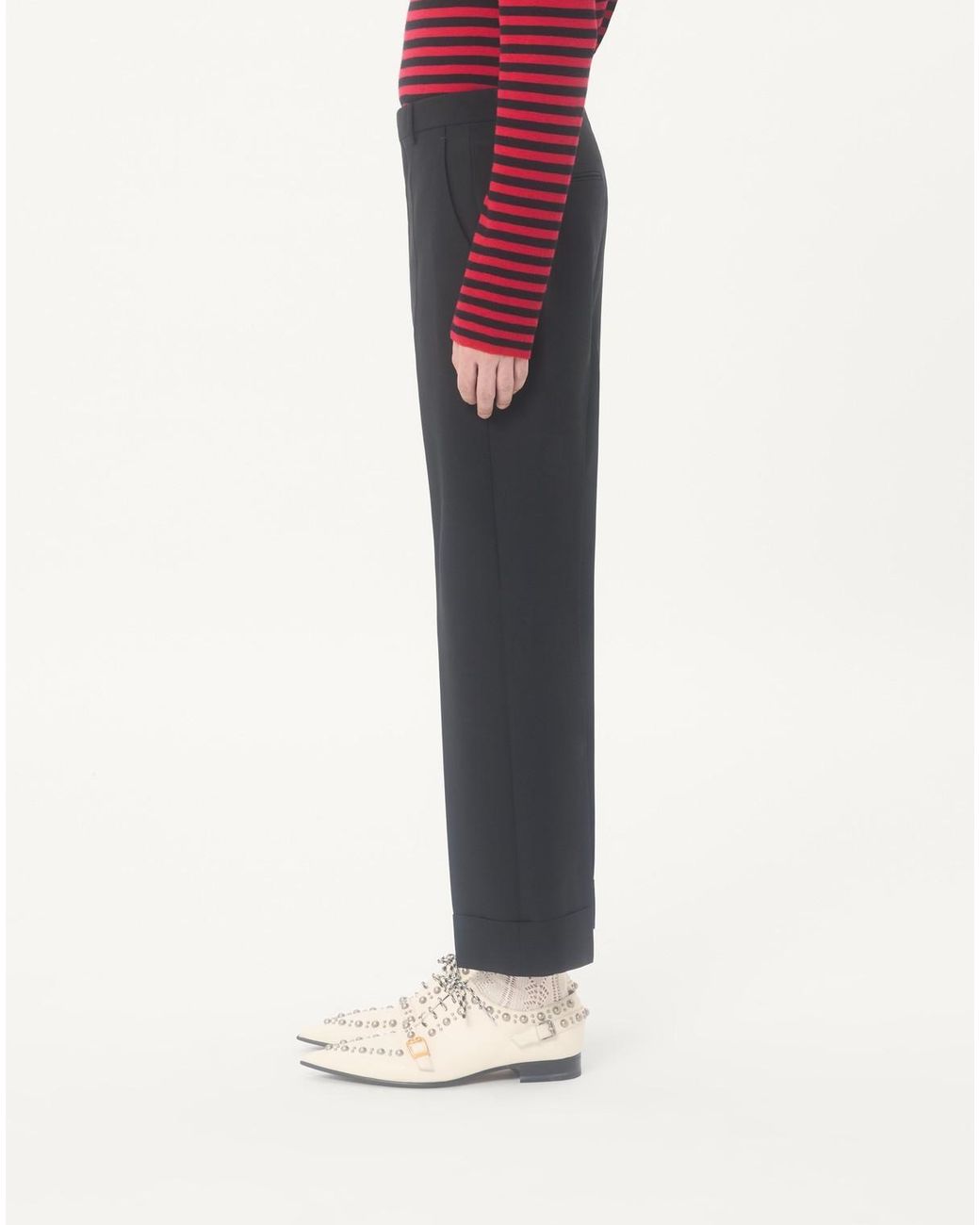 Valentino Black Cuffs Vlogo Cropped Pants for men