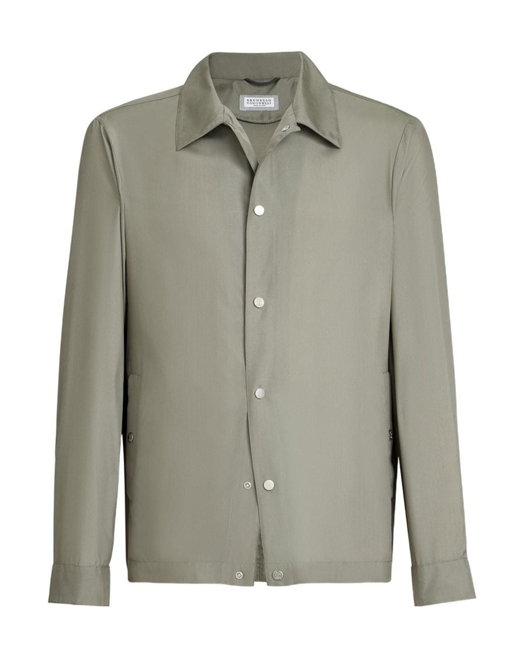 Brunello Cucinelli Green Silk-Blend Water-Resistant Shirt Jacket for men