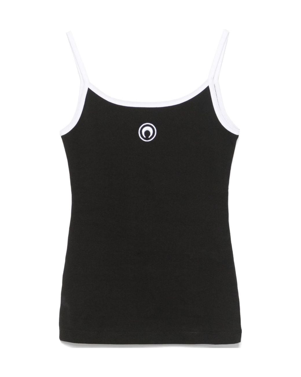 MARINE SERRE Black Contrast Trim Moon Logo Ribbed Tank Top