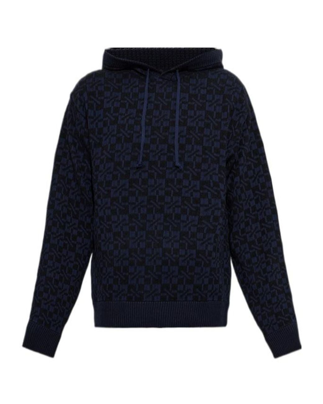 KENZO Blue 'Gram' Knitted Hoodie for men