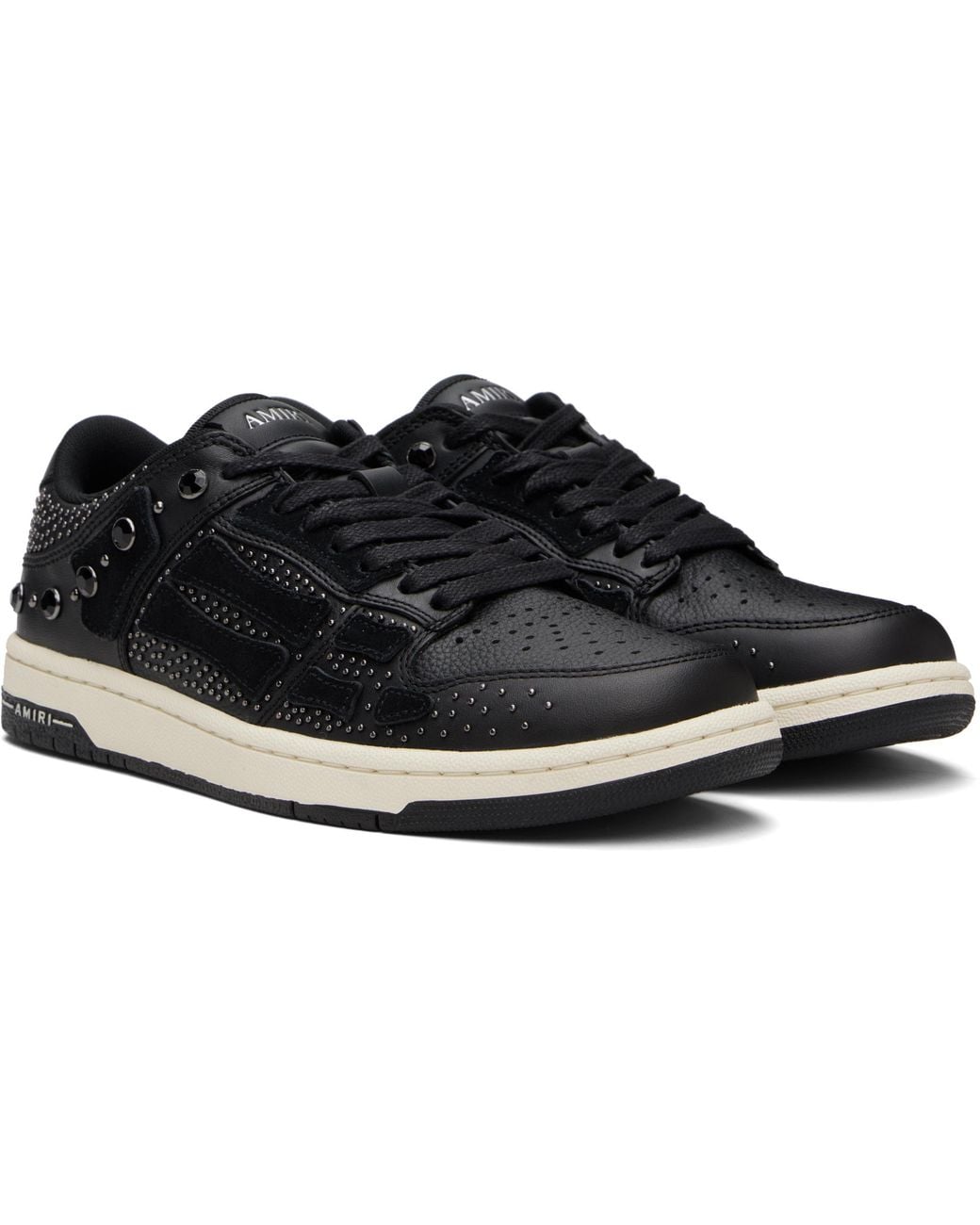 Amiri Black Crystal Studded Skel Top Low Sneakers for men
