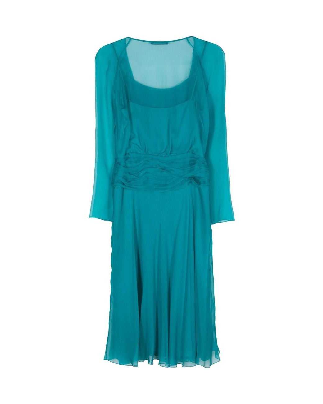 Alberta Ferretti Blue Draped Long-Sleeved Midi Dress