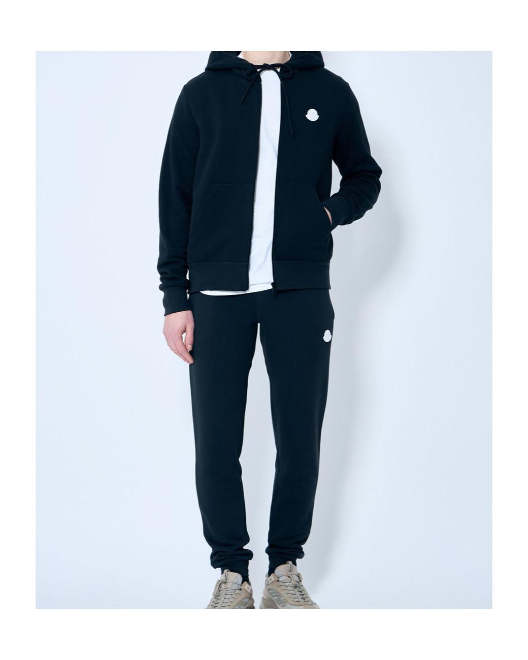 Moncler Blue Logo Patch Drawstring Hoodie for men