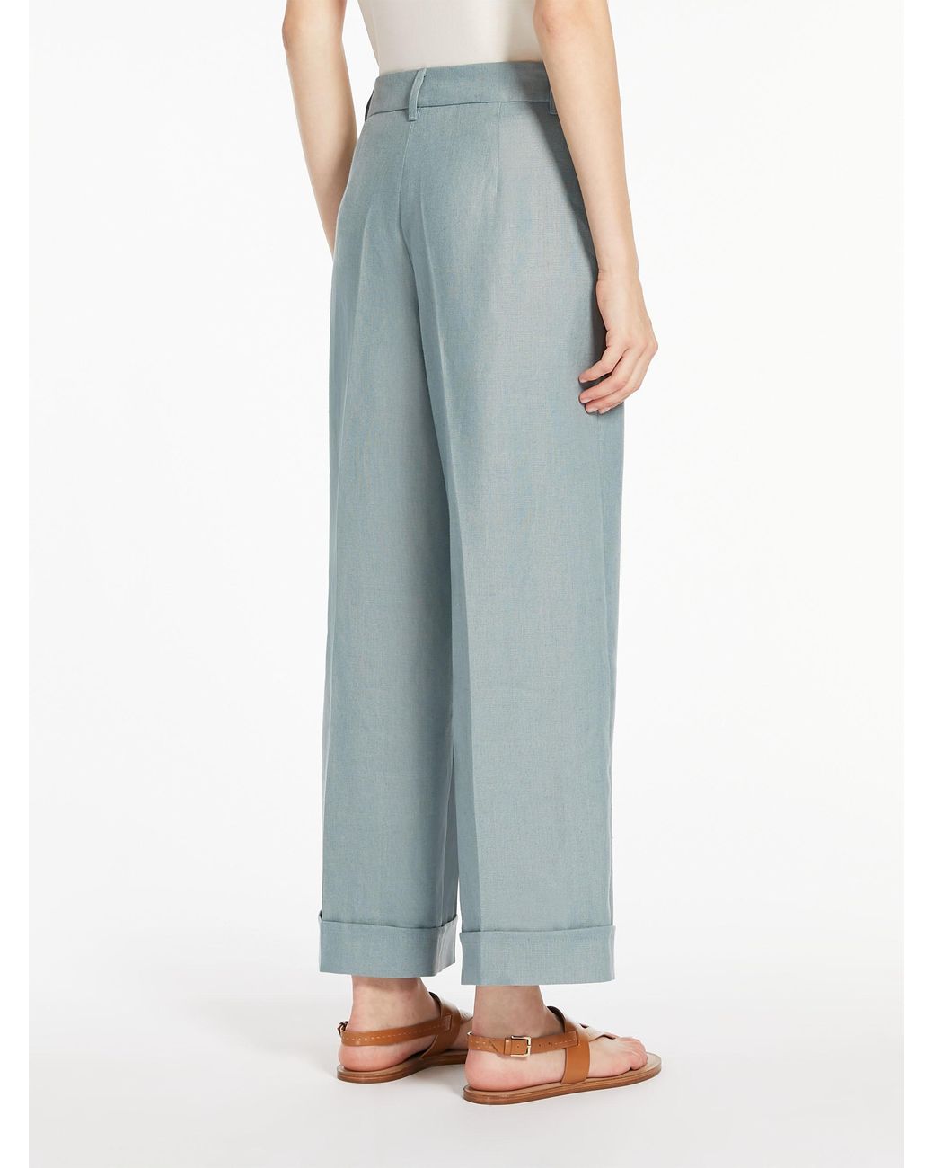 Max Mara Blue 'S High Waist Straight Leg Pants