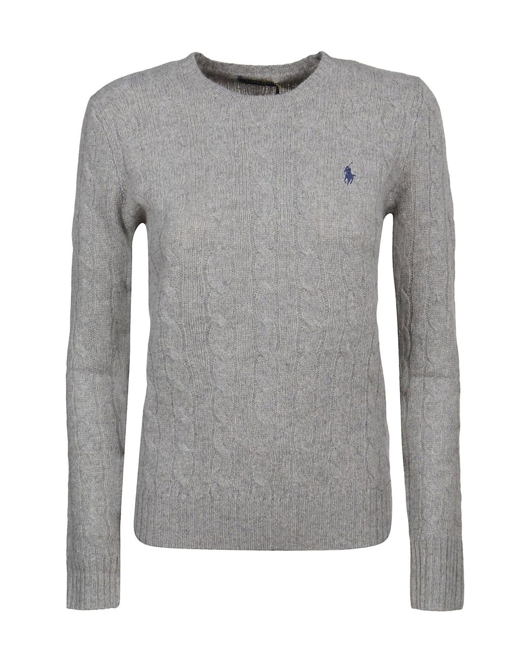 Polo Ralph Lauren Gray Logo-Embroidered Cable-Knit Jumper