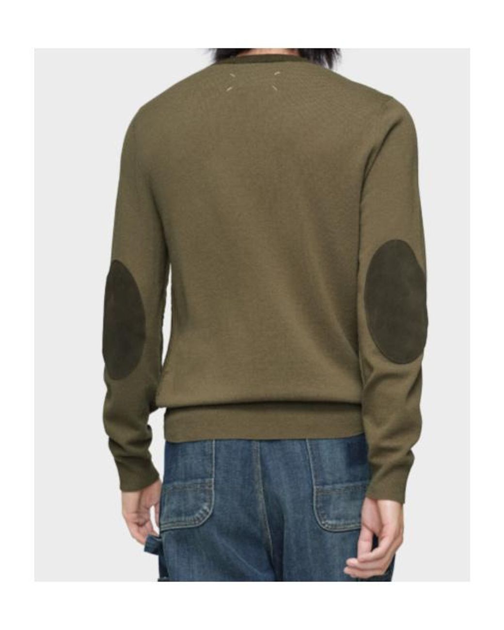 Maison Margiela Green Two-Tone Knitted Jumper for men