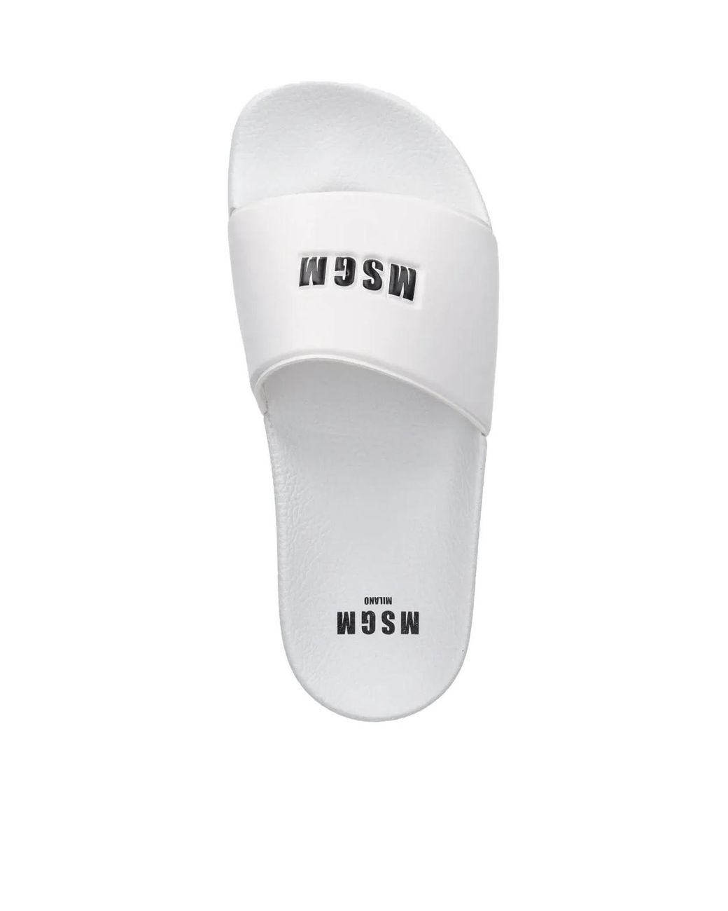 MSGM White Logo-Embossed Slides