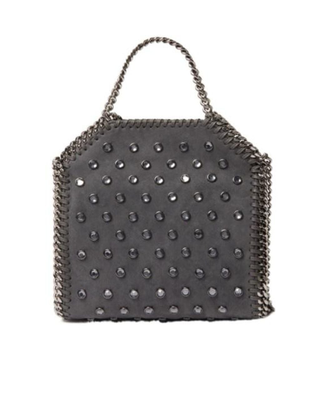 Stella McCartney Gray Falabella Crystal Stud Tiny Tote Bag