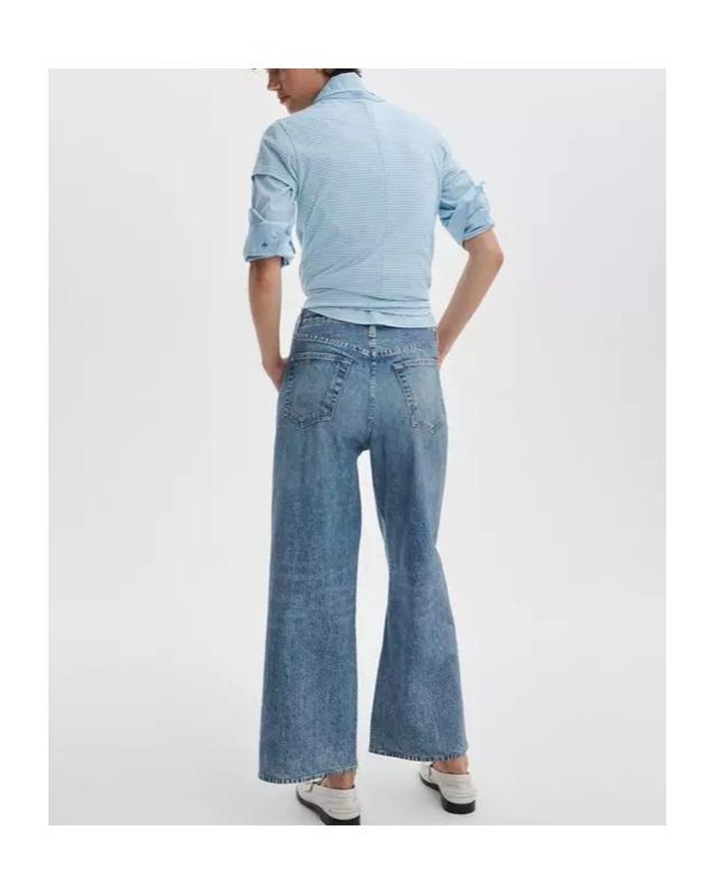Rag & Bone Blue Miramar Andi Ankle Wide-Leg Jeans